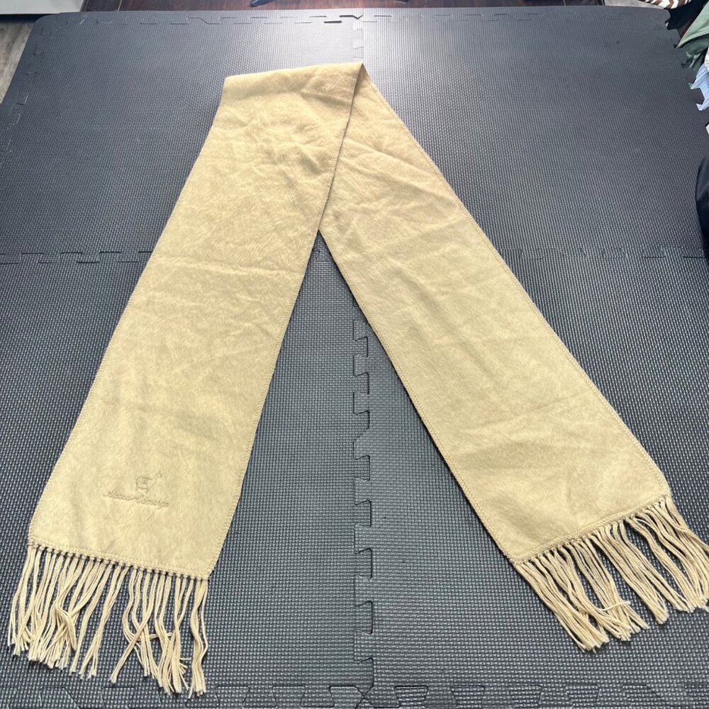 Alpaca Camargo Beige Scarf With Fringe Trim